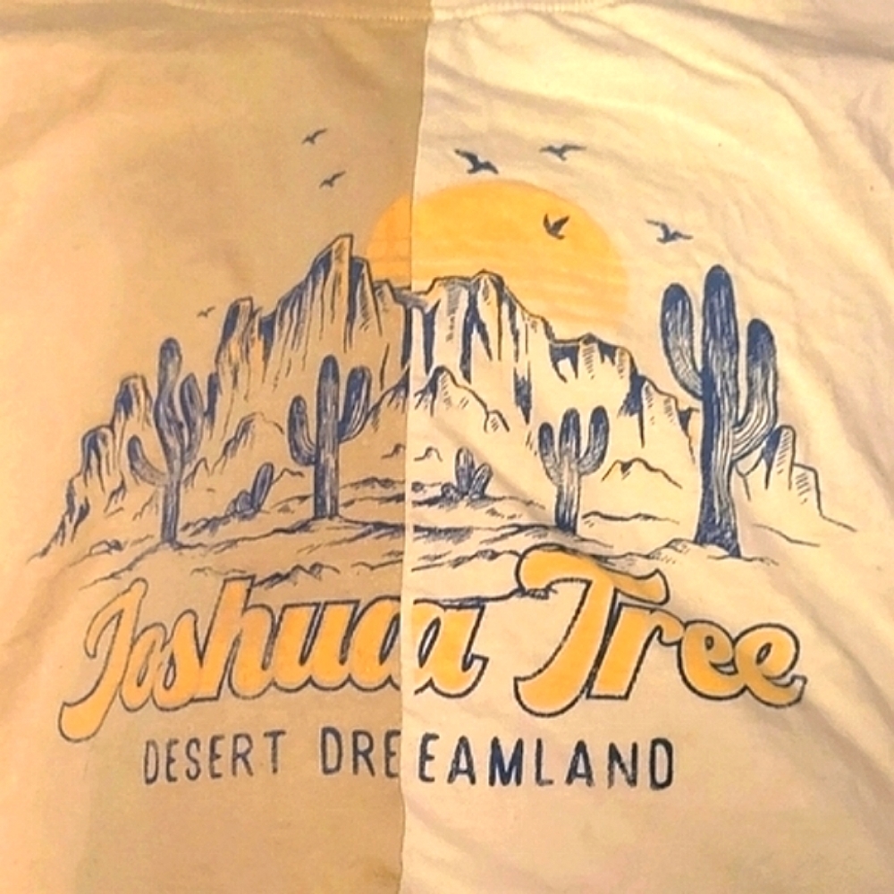 EUC Joshua Tree Crop Top Desert Dreamland T-Shirt S Tan Neutral